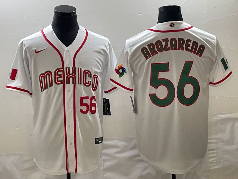 Men 2023 World Cub Mexico #56 Arozarena White green Nike MLB Jersey7->more jerseys->MLB Jersey